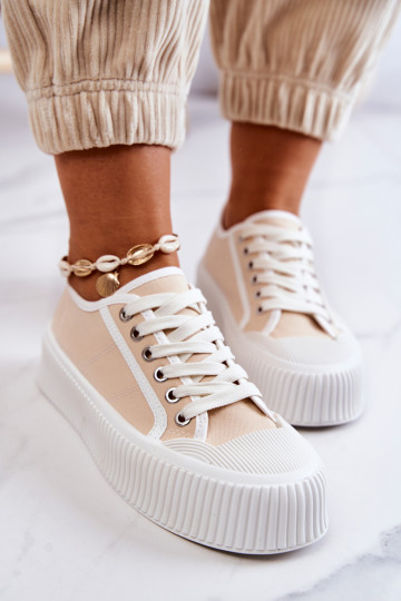 sneakers con plateau in Mischa beige