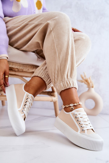 sneakers con plateau in Mischa beige 2