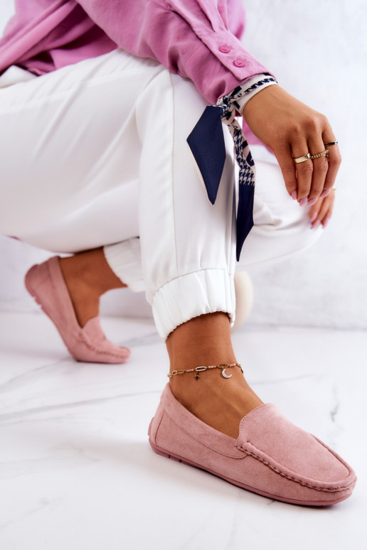 Mocassini in camoscio colore rosa Morreno