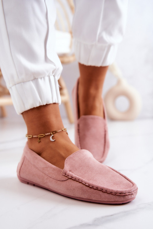 Mocassini in camoscio colore rosa Morreno