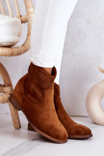 Stivali in pelle scamosciata con plateau nascosto in Solene marrone