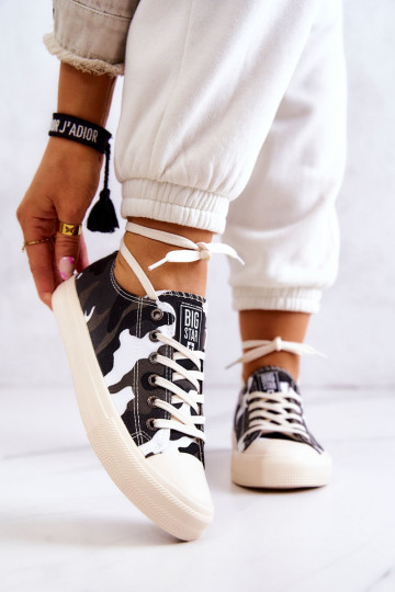 scarpe per il tempo libero in tessuto con motivo mimetico BIG STAR JJ274237 Bianco-grigio 2