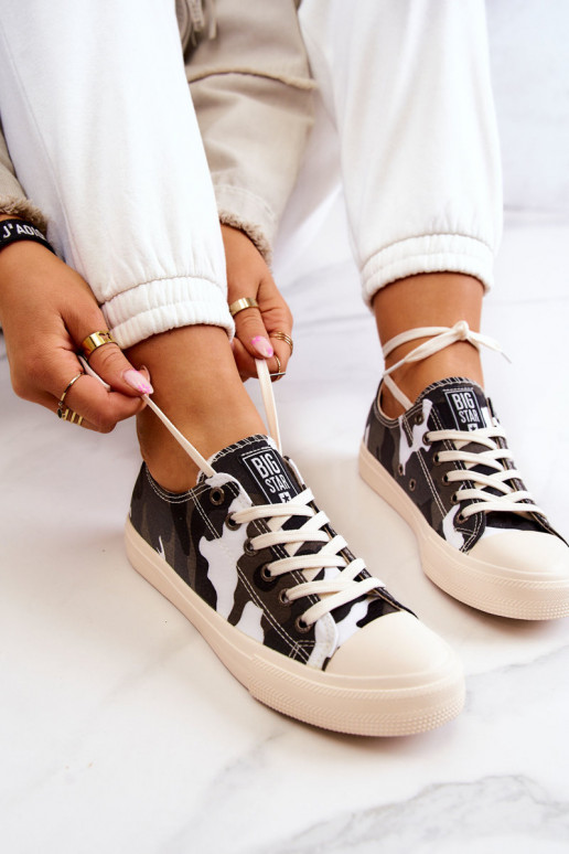 scarpe per il tempo libero in tessuto con motivo mimetico BIG STAR JJ274237 Bianco-grigio