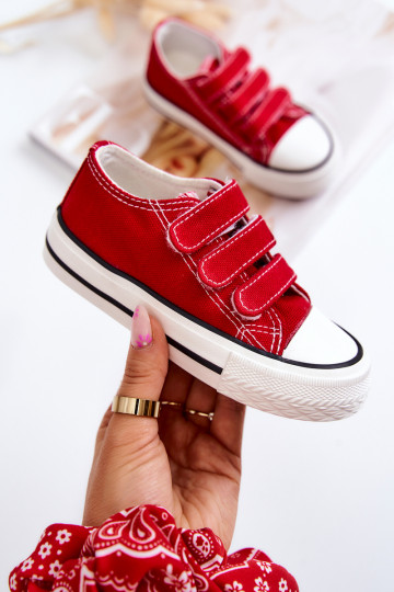 Scarpe casual per bambini con chiusure adesive in rosso Bernie