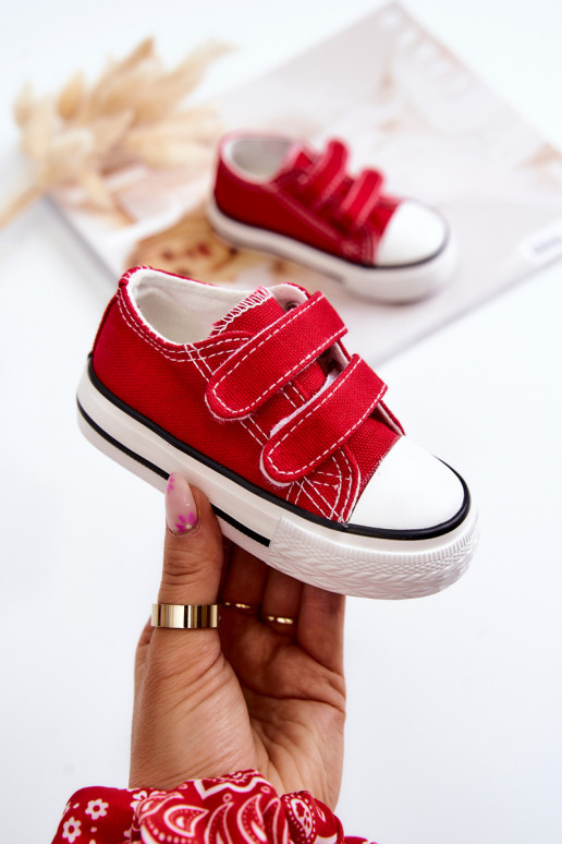 Scarpe casual per bambini con chiusure adesive in rosso Bernie