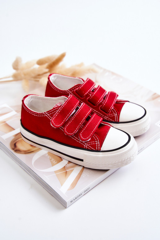 Scarpe casual per bambini con chiusure adesive in rosso Bernie