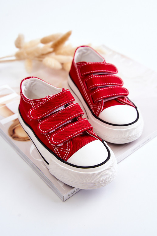 Scarpe casual per bambini con chiusure adesive in rosso Bernie
