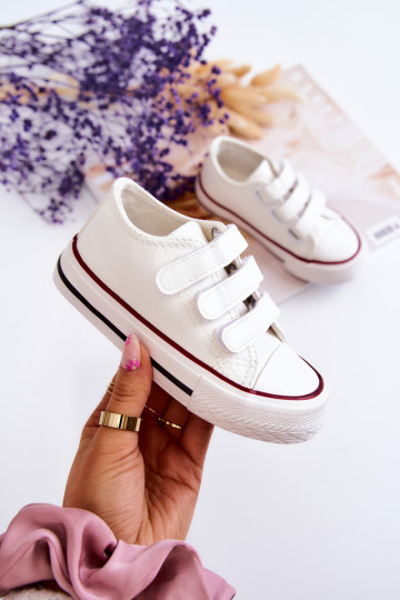 Sneakers da bambino scarpe casual con chiusure adesive colore bianco Foster