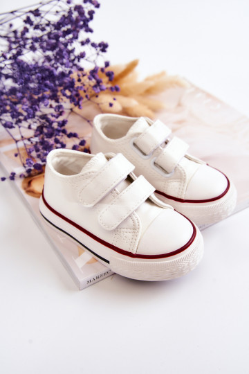 Sneakers da bambino scarpe casual con chiusure adesive colore bianco Foster 2
