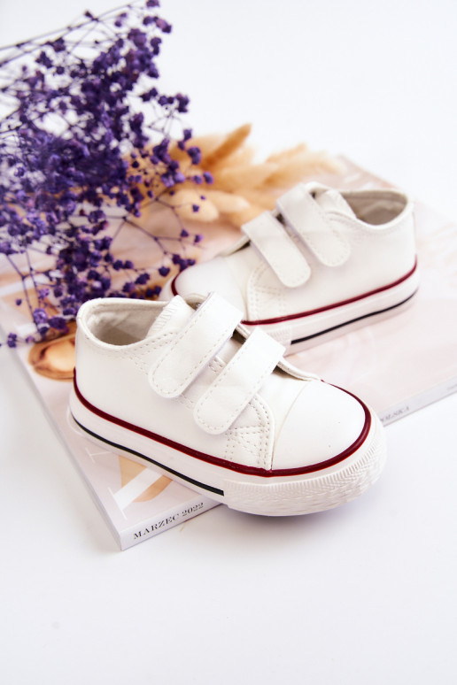 Sneakers da bambino scarpe casual con chiusure adesive colore bianco Foster