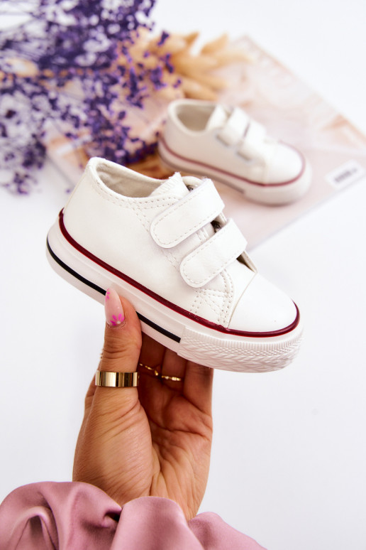 Sneakers da bambino scarpe casual con chiusure adesive colore bianco Foster