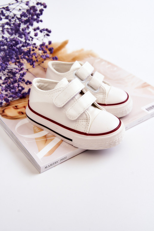 Sneakers da bambino scarpe casual con chiusure adesive colore bianco Foster