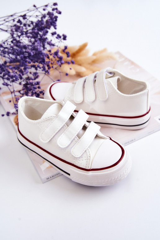 Sneakers da bambino scarpe casual con chiusure adesive colore bianco Foster