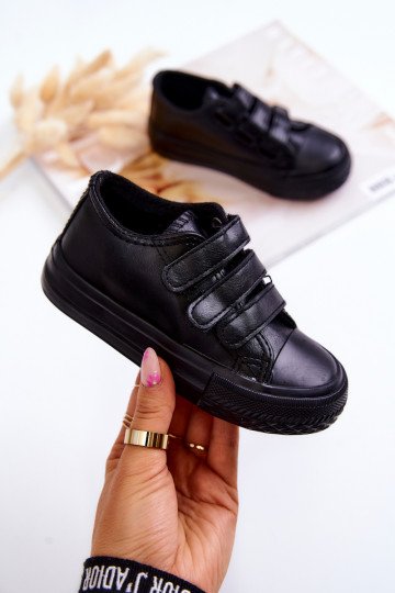 Scarpe casual da ginnastica per bambini con chiusure adesive in colore nero Foster
