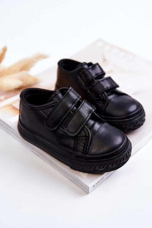Scarpe casual da ginnastica per bambini con chiusure adesive in colore nero Foster
