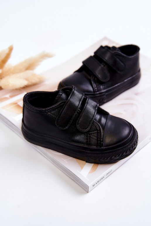 Scarpe casual da ginnastica per bambini con chiusure adesive in colore nero Foster