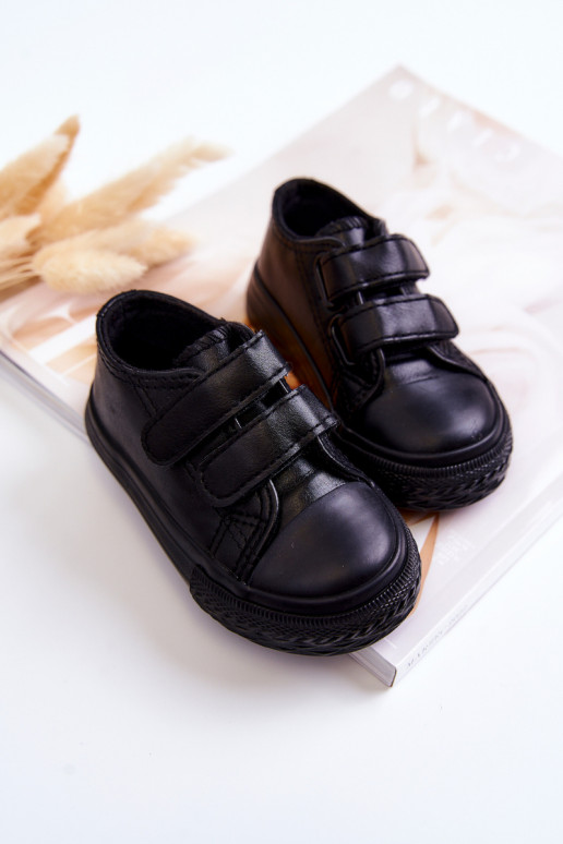 Scarpe casual da ginnastica per bambini con chiusure adesive in colore nero Foster