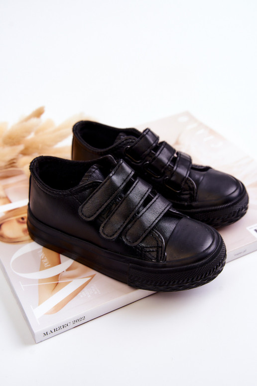 Scarpe casual da ginnastica per bambini con chiusure adesive in colore nero Foster
