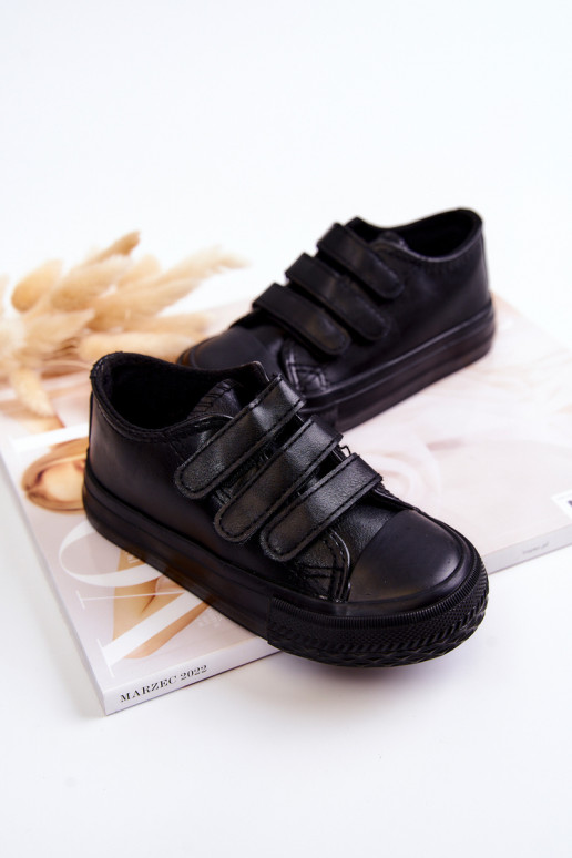 Scarpe casual da ginnastica per bambini con chiusure adesive in colore nero Foster