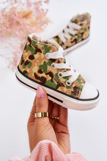 Scarpe per il tempo libero da bambino con suola con cerniere Filemon beige-verde