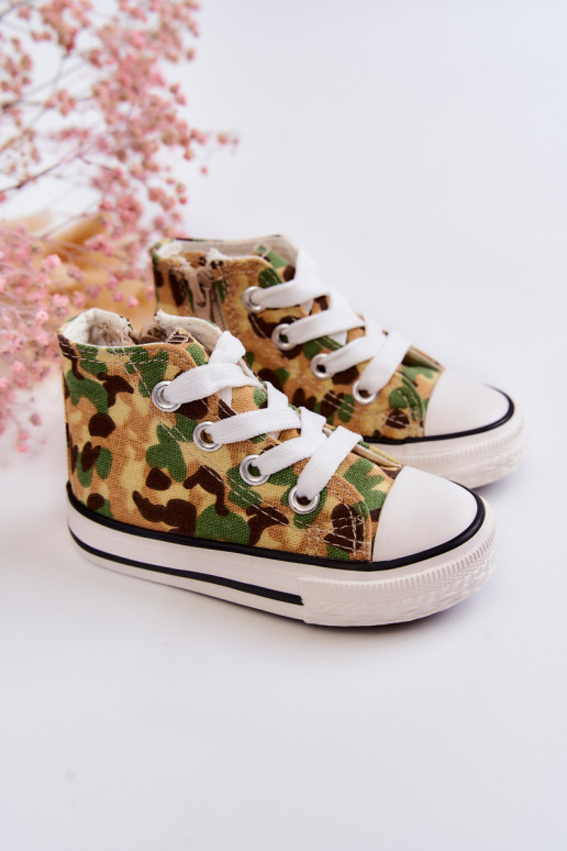 Scarpe per il tempo libero da bambino con suola con cerniere Filemon beige-verde
