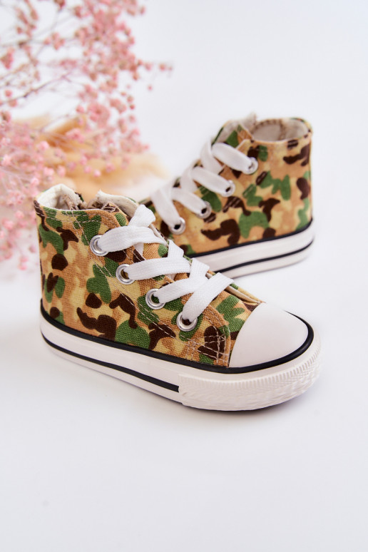 Scarpe per il tempo libero da bambino con suola con cerniere Filemon beige-verde