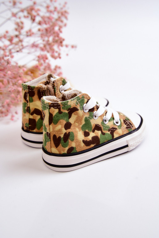 Scarpe per il tempo libero da bambino con suola con cerniere Filemon beige-verde