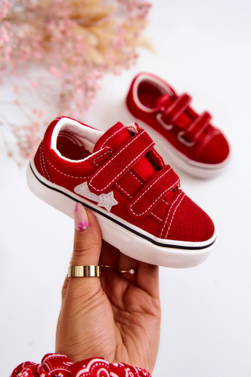 Sneakers modello classico con chiusure adesive colore rosso Phiris