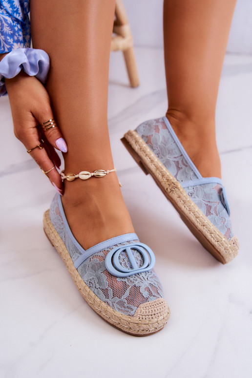 Espadrillas realizzate in pizzo con ornamenti in colore blu Summer Dream Espadrillas realizzate in pizzo con ornamenti in colore blu Summer Dream
