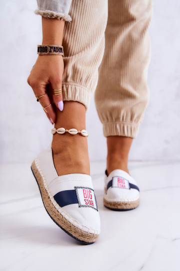 Eleganti espadrillas Slip On Big Star JJ274964 Bianco-blu scuro
