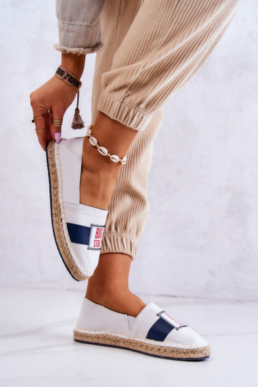 Eleganti espadrillas Slip On Big Star JJ274964 Bianco-blu scuro