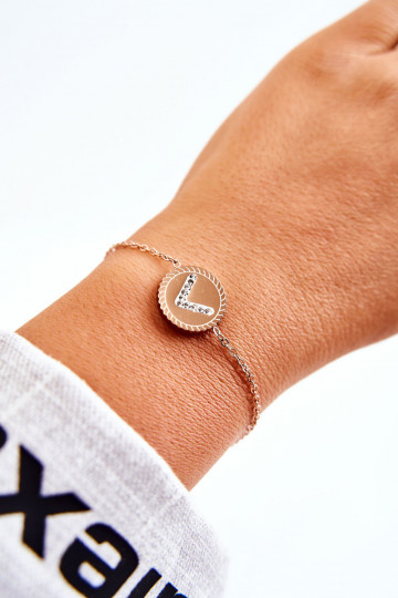 Bracciale da donna con ornamenti e occhi zirconi in oro rosa 2