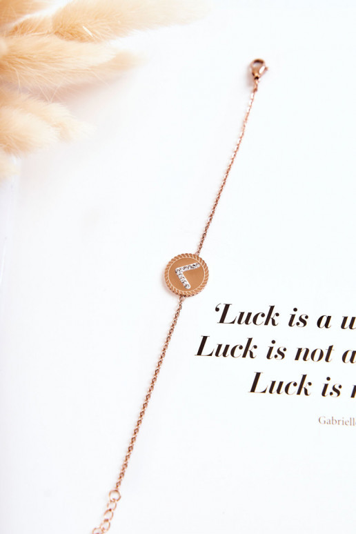 Bracciale da donna con ornamenti e occhi zirconi in oro rosa