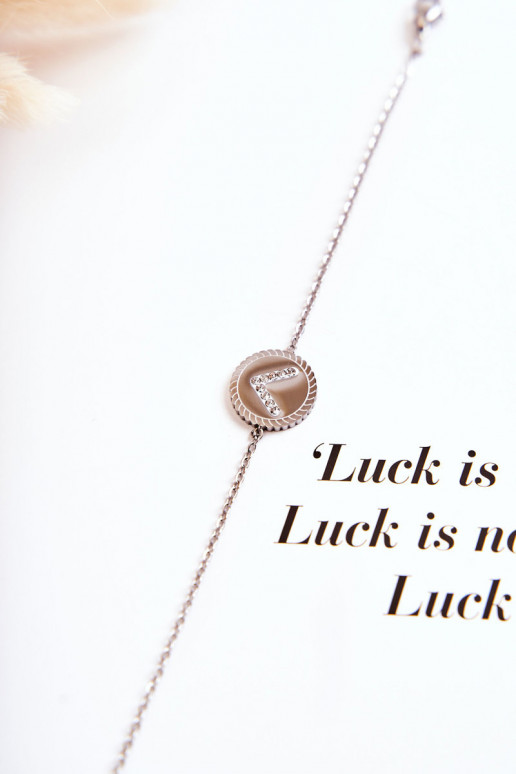 Bracciale da donna con ornamenti e occhi zirconi, colore argento