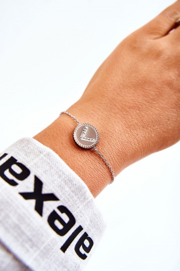 Bracciale da donna con ornamenti e occhi zirconi, colore argento 2