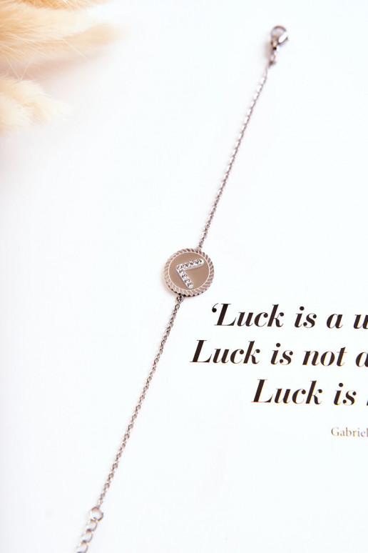 Bracciale da donna con ornamenti e occhi zirconi, colore argento