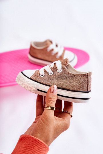 Scarpe casual da bambino con cinturini in colore oro rosa Wella