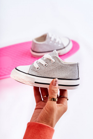 Scarpe casual per bambini con cinturini in colore argento Wella