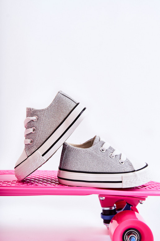 Scarpe casual per bambini con cinturini in colore argento Wella