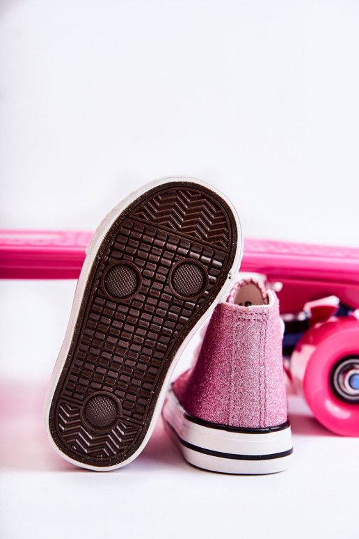 Sneakers Catrina in pelle con tallonetta di colore rosa