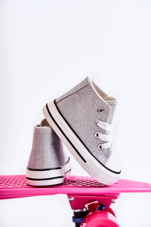 Sneakers Catrina in pelle color argento