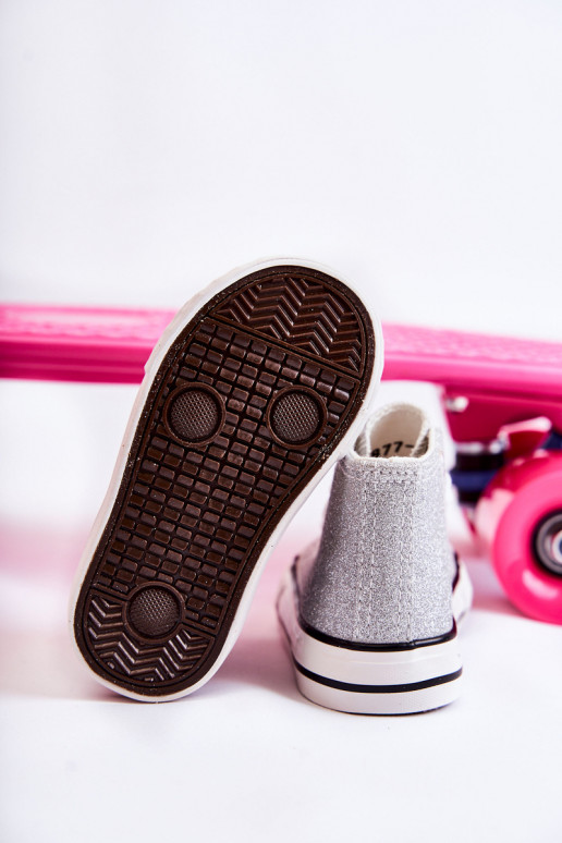 Sneakers Catrina in pelle color argento