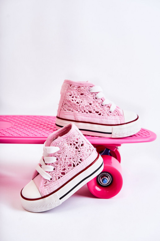 Scarpe per il tempo libero per bambini con tacco color rosa Mona