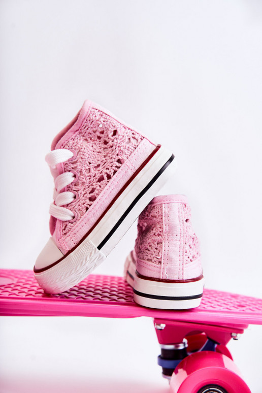 Scarpe per il tempo libero per bambini con tacco color rosa Mona