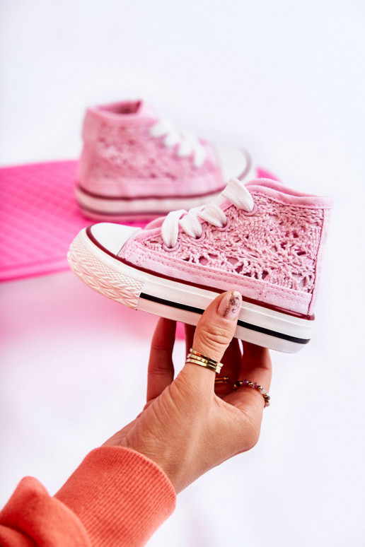 Scarpe per il tempo libero per bambini con tacco color rosa Mona
