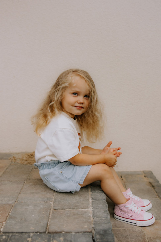 Scarpe per il tempo libero per bambini con tacco color rosa Mona