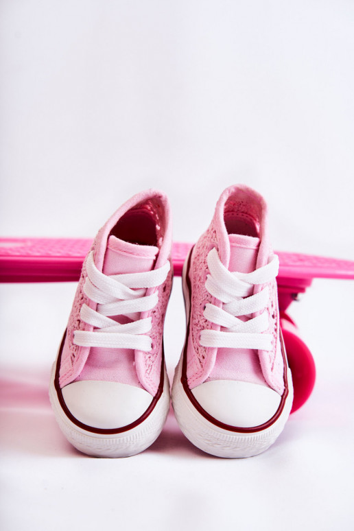 Scarpe per il tempo libero per bambini con tacco color rosa Mona