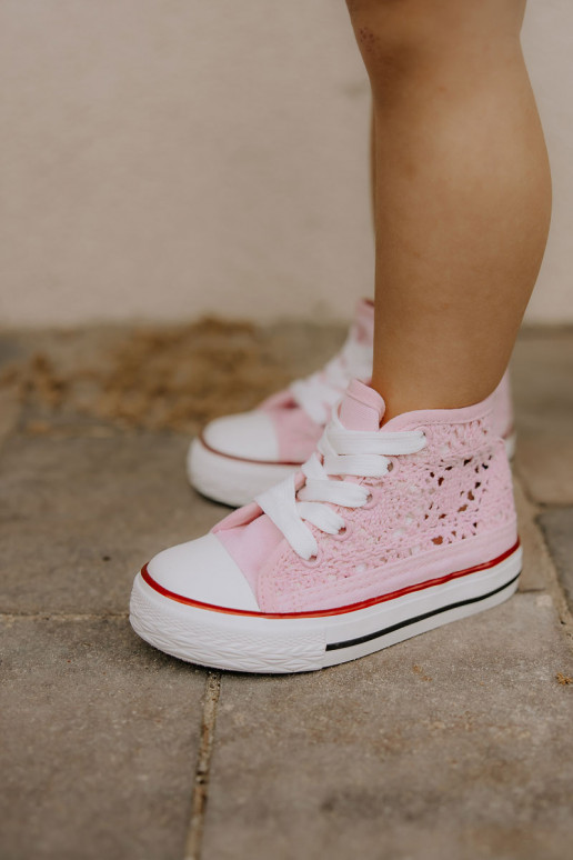 Scarpe per il tempo libero per bambini con tacco color rosa Mona