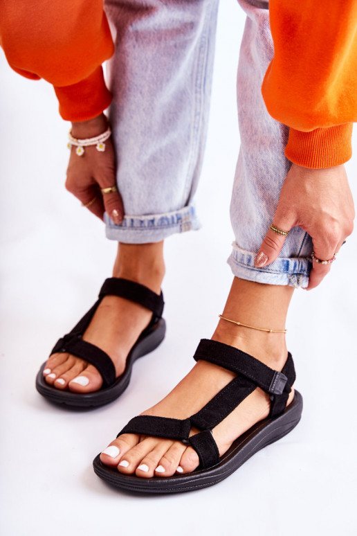 realizzato in pelle scamosciata Sandali stile sportivo in colore nero Harris