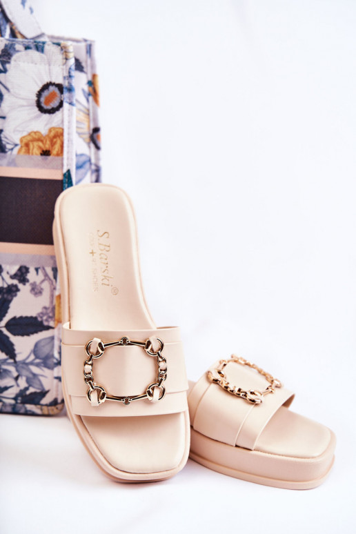 Pantofole in pelle alla moda colore beige Adaline